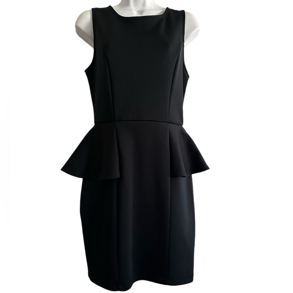Forever 21 Black Sleeveless Peplum Sheath Dress